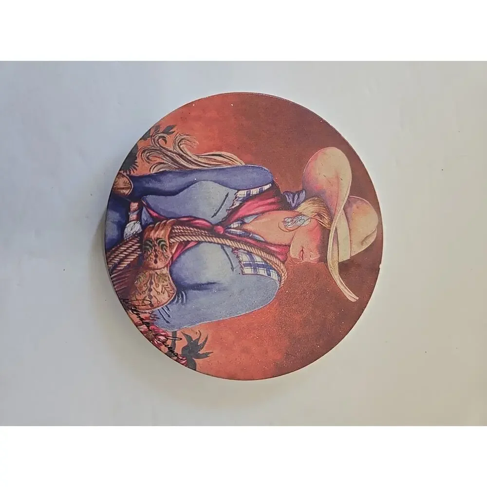 Doreman Burns Table Coasters Cowgirl Print, Signed, Western Decor 